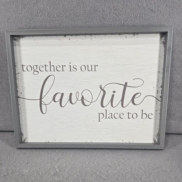 Wall Decor, "Together is our Favorite Place to Be", Gray, Distressed, Farmhouse - Picture 1 of 3